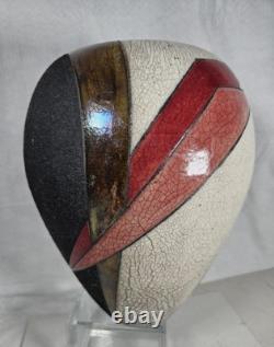 Vintage 1987 Sheldon Ganstrom Contemporary Studio Art Pottery Raku Vase 11