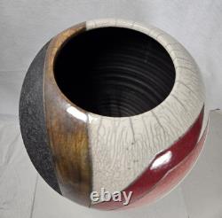 Vintage 1987 Sheldon Ganstrom Contemporary Studio Art Pottery Raku Vase 11