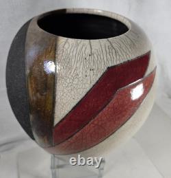 Vintage 1987 Sheldon Ganstrom Contemporary Studio Art Pottery Raku Vase 11