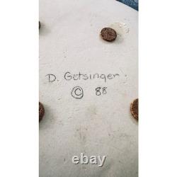 Vintage 1988 Donna Getsinger Studio Pottery Calico Cat Plate Signed Handmade 9