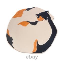 Vintage 1988 Donna Getsinger Studio Pottery Calico Cat Plate Signed Handmade 9
