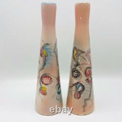 Vintage 1990 Harris Cies Candlesticks Studio Art Pottery Modern Abstract Signed