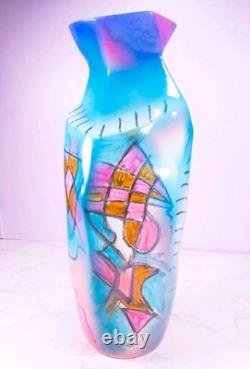 Vintage 1993 Harris-Cies Studios Handmade Pottery Geometric Abstract Vase 14