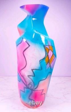 Vintage 1993 Harris-Cies Studios Handmade Pottery Geometric Abstract Vase 14