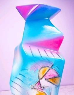 Vintage 1993 Harris-Cies Studios Handmade Pottery Geometric Abstract Vase 14