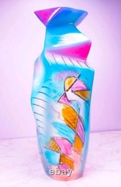 Vintage 1993 Harris-Cies Studios Handmade Pottery Geometric Abstract Vase 14