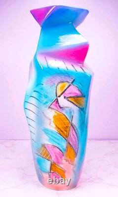 Vintage 1993 Harris-Cies Studios Handmade Pottery Geometric Abstract Vase 14