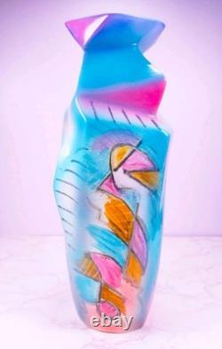 Vintage 1993 Harris-Cies Studios Handmade Pottery Geometric Abstract Vase 14