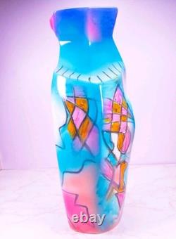 Vintage 1993 Harris-Cies Studios Handmade Pottery Geometric Abstract Vase 14