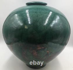 Vintage 2001 Large 12Studio Pottery Raku Vase Signed Joe Winters Nevada