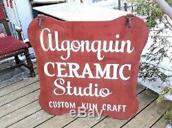 Vintage 2 Side Wood Advertising Sign Algonquin Ceramic Studio 34x34 Pottery