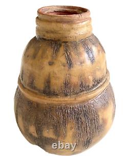 Vintage 30s Studio Vase Stoneware Exotica Tiki Mid Century Hawaii Husk Gourd MCM