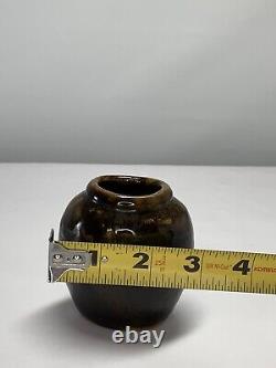 Vintage 3.5 Louis Mideke Brown Studio Pottery Bud Vase High Gloss MCM