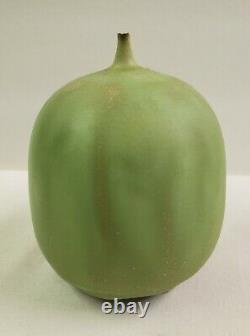 Vintage 4 ROSE CABAT Studio Pottery FEELIE Vase Melon Green withCrystalline Brown