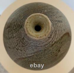 Vintage 60s 70s Deyoe Ribbed Stoneware Studio Pottery Vase Mid Century Modern