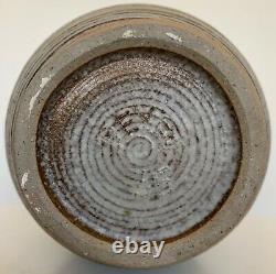 Vintage 60s 70s Deyoe Ribbed Stoneware Studio Pottery Vase Mid Century Modern