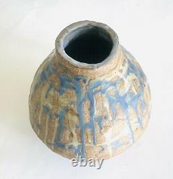 Vintage 60s Flower Vase Handmade SIGNED Drip Glaze ITALY Mid Century Funky Retro