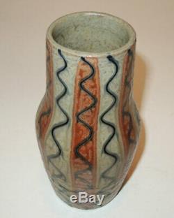 Vintage 60s Japanese Studio Art Pottery Vase Drip Glaze Kanji Signed Modern