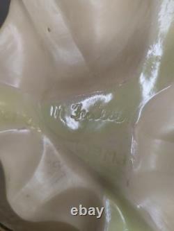 Vintage 60s Mid Century Vase Avocado Green & Orange Newell Studios 1967 Signed