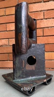 Vintage 70s Sculptural Stoneware Ceramic Vase Studio Pottery Modern Art Ikebana