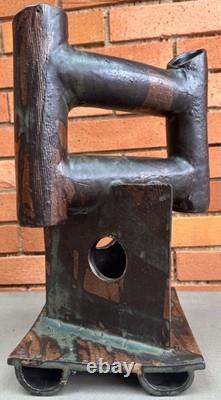 Vintage 70s Sculptural Stoneware Ceramic Vase Studio Pottery Modern Art Ikebana