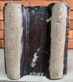 Vintage 70s Sculptural Stoneware Ceramic Vase Studio Pottery Modern Art Ikebana