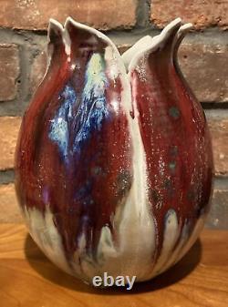 Vintage 7 Tulip Vase Signed By Robin Mangum Of Mangum Pottery Dated 1994