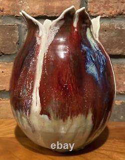 Vintage 7 Tulip Vase Signed By Robin Mangum Of Mangum Pottery Dated 1994