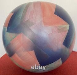 Vintage 90s Round Ceramic Decorative Vase Post Modern John Bergen Studios Canada