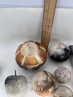 Vintage 9 ceramic Studio Raku Art Pottery Vegetables signed rare sealed vessels