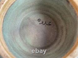 Vintage ABDO NAGI Large Footed Bowl stunning glaze effect (repaired). Signed