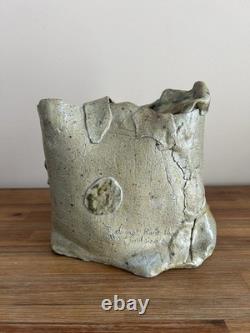 Vintage Abstract Ceramic Studio Pottery Art Handmade J Alfred Prufrock Quote
