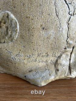 Vintage Abstract Ceramic Studio Pottery Art Handmade J Alfred Prufrock Quote