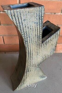 Vintage Abstract Ceramic Studio Pottery Vase Ikebana Mid Century Modern Signed