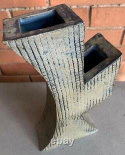 Vintage Abstract Ceramic Studio Pottery Vase Ikebana Mid Century Modern Signed