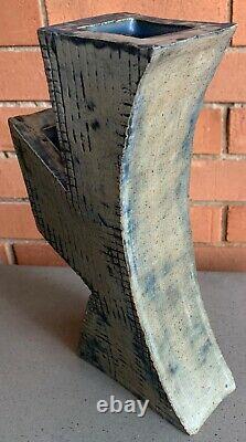 Vintage Abstract Ceramic Studio Pottery Vase Ikebana Mid Century Modern Signed