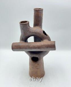 Vintage Abstract Ikebana Studio Pottery Vase Sculpture Signed Deborah Modernist