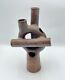 Vintage Abstract Ikebana Studio Pottery Vase Sculpture Signed Deborah Modernist