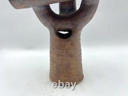 Vintage Abstract Ikebana Studio Pottery Vase Sculpture Signed Deborah Modernist
