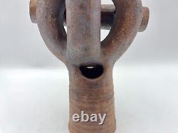 Vintage Abstract Ikebana Studio Pottery Vase Sculpture Signed Deborah Modernist