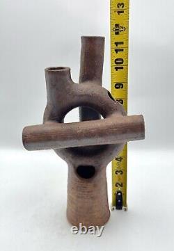 Vintage Abstract Ikebana Studio Pottery Vase Sculpture Signed Deborah Modernist
