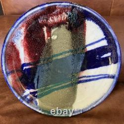 Vintage Abstract Studio Pottery Plate Glazed Art Signed Phyllis Hammond MCM