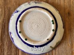 Vintage Abstract Studio Pottery Plate Glazed Art Signed Phyllis Hammond MCM