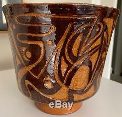 Vintage Abstract Studio Pottery Stoneware Ceramic Planter Mid Century Modern