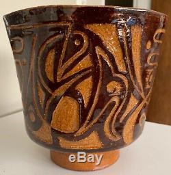 Vintage Abstract Studio Pottery Stoneware Ceramic Planter Mid Century Modern