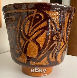 Vintage Abstract Studio Pottery Stoneware Ceramic Planter Mid Century Modern