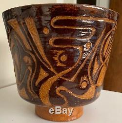 Vintage Abstract Studio Pottery Stoneware Ceramic Planter Mid Century Modern