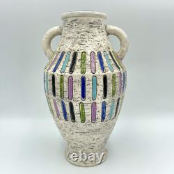 Vintage Aldo Londi Bitossi Color Block Vase Italian Studio Pottery Mid Century