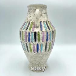 Vintage Aldo Londi Bitossi Color Block Vase Italian Studio Pottery Mid Century