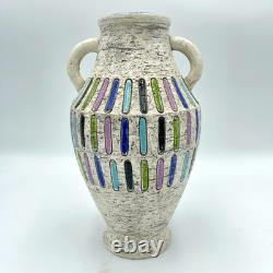 Vintage Aldo Londi Bitossi Color Block Vase Italian Studio Pottery Mid Century